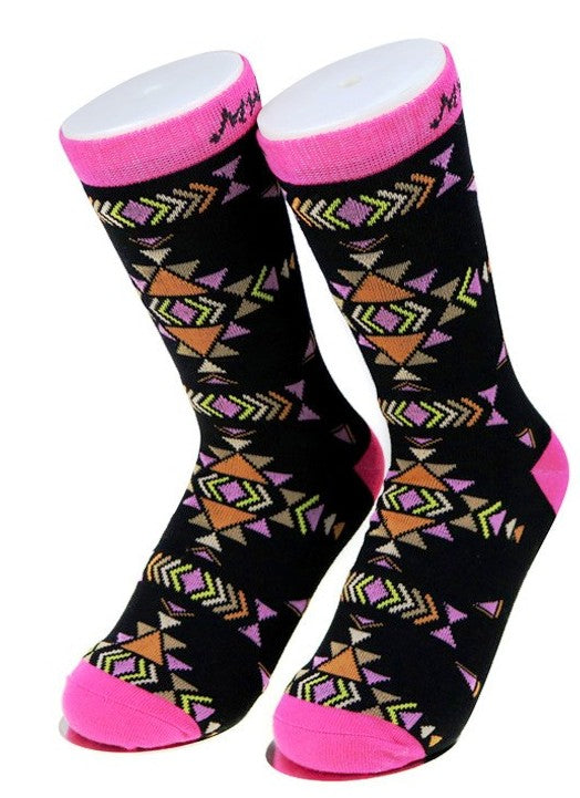 Aztec Southwestern Socks - Black/Pink – Wild West Living