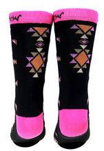 Load image into Gallery viewer, Aztec Southwestern Socks - Black/Pink