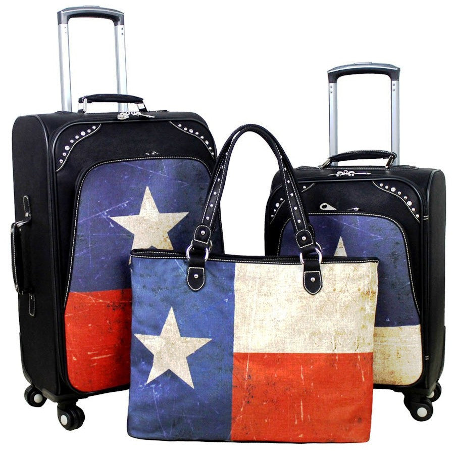 (MWTX01-L1-2-6) Texas Pride 3-Piece Wheeled Luggage Set