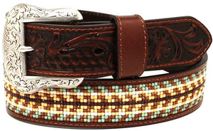 Men's Western 1-1/2" Belt with Inlay Beads