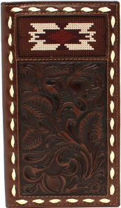 Western Nocona Southwestern Tooled Rodeo Wallet with Buck Lacking
