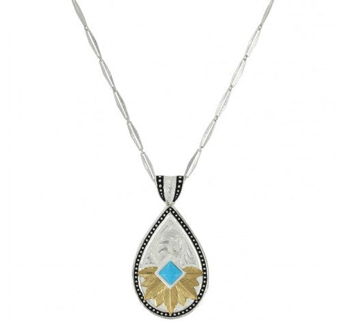 Southwestern Feathered Flower Turquoise Necklace