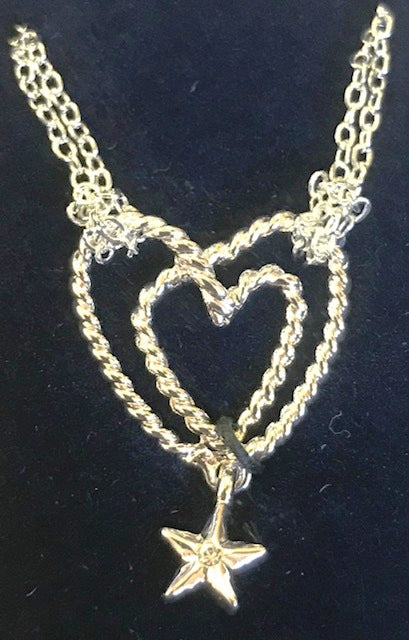 Western Twisted Heart Necklace with Star