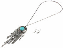 Load image into Gallery viewer, Chandelier Charm Turquoise Necklace Set with Earrings