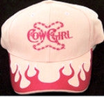 (OLC128007) Extreme Cowgirl Baseball Cap Pink with Flames