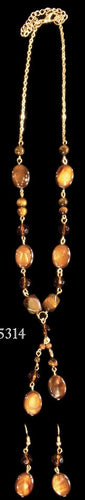 (OLC175314) Western Brown Shell Necklace with Matching Earrings