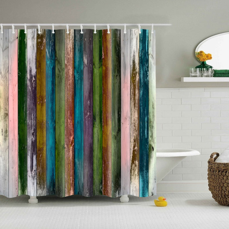 Painted Fence Rustic Shower Curtain