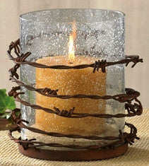 (PD21-224) Western Barbed Wire Pillar Candle Holder