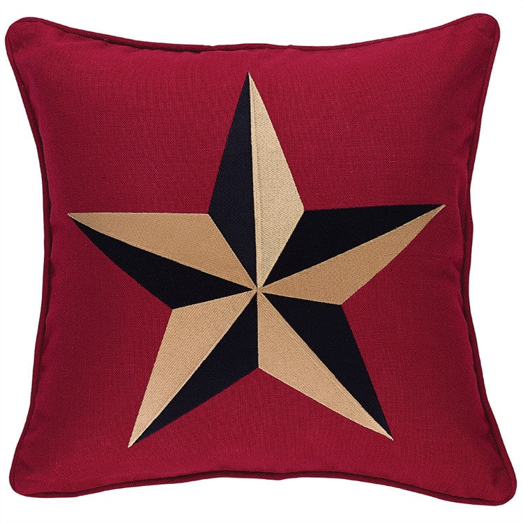 (PD75-024-CVR) Western Red Embroidered Star Accent Pillow