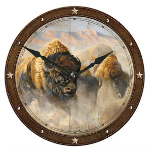 Phantoms of the Plain – Bison Nature Round Clock