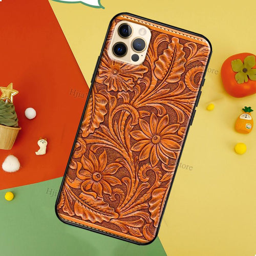 Tooled Leather Look iPhone 13 & 14 Pro Max Cover