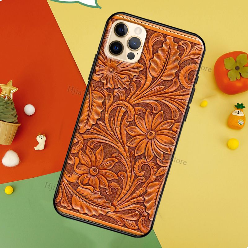 Tooled Leather Look iPhone 13 & 14 Pro Max Cover Wild West Living Tooled Leather Look iPhone 13 & 14 Pro Max Cover Wild West Living
