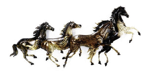 (PS3752) Western Running Horses Metal Wall Art - Set of 2