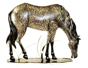 (PS3771) Western Grazing Horse Metal Sculpture