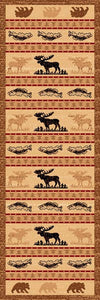 (PW-LODGE361-2x7) "Moose, Bear & Fish" Cabin Area Rug - 2 x 7