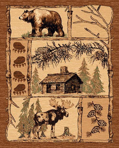 (PW-LODGE362-2x3) "Bear, Cabin & Moose" Northwoods Area Rug - 2 x 3