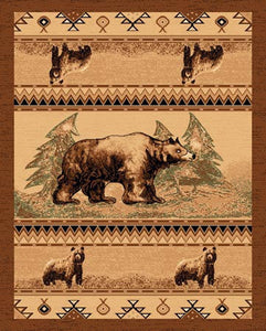 (PW-LODGE364-4x5) "Bear" Rustic Cabin Area Rug - 4 x 5