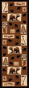 (PW-LODGE366-2x7) "Bear & Fish" Cabin Rug - 2 x 7