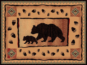 (PW-LODGE367-2x3) "Bear & Cub" Rustic Northwoods Area Rug - 2 x 3