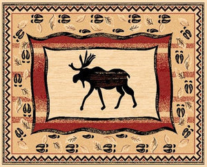 "Moose" Rustic Northwoods Area Rug  (4 Sizes Available)