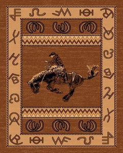 "Bucking Bronc'" Western Area Area Rug  (5 Sizes Available)