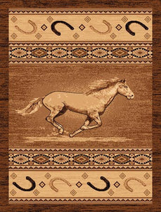 (PW-LODGE372-2x3) "Running Horse" Western Area Rug - 2 x 3