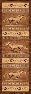 (PW-LODGE372-2x7) "Running Horse" Western Runner - 2 x 7