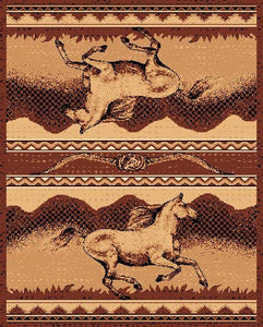 (PW-LODGE373-2x3) "Wild Horses" Western Area Rug - 2 x 3