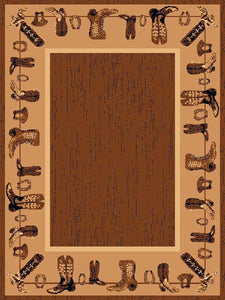 (PW-LODGE375-2x3) "Boots" Western Area Rug - 2 x 3