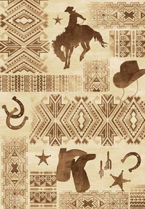 (PW-LODGE385-8x11) "West by Southwest Motif" Area Rug - 8 x 11