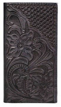 Genuine Tooled & Basketweave Leather Phone Charging Rodeo Wallet