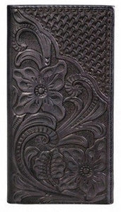 Genuine Tooled & Basketweave Leather Phone Charging Wallet
