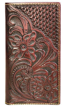 Load image into Gallery viewer, Genuine Tooled &amp; Basketweave Leather Phone Charging Rodeo Wallet