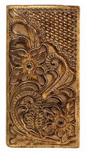 Load image into Gallery viewer, Genuine Tooled &amp; Basketweave Leather Phone Charging Wallet