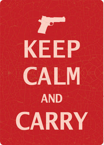 (RE1599) "Keep Calm and Carry" Western Tin Sign