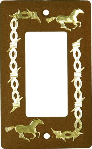 (RE1611) Western Rustic Horse Single Rocker Plate
