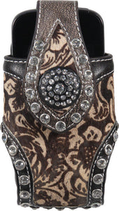 (RE1840) Western Horse Hair Cell Phone Holder with Rhinestones