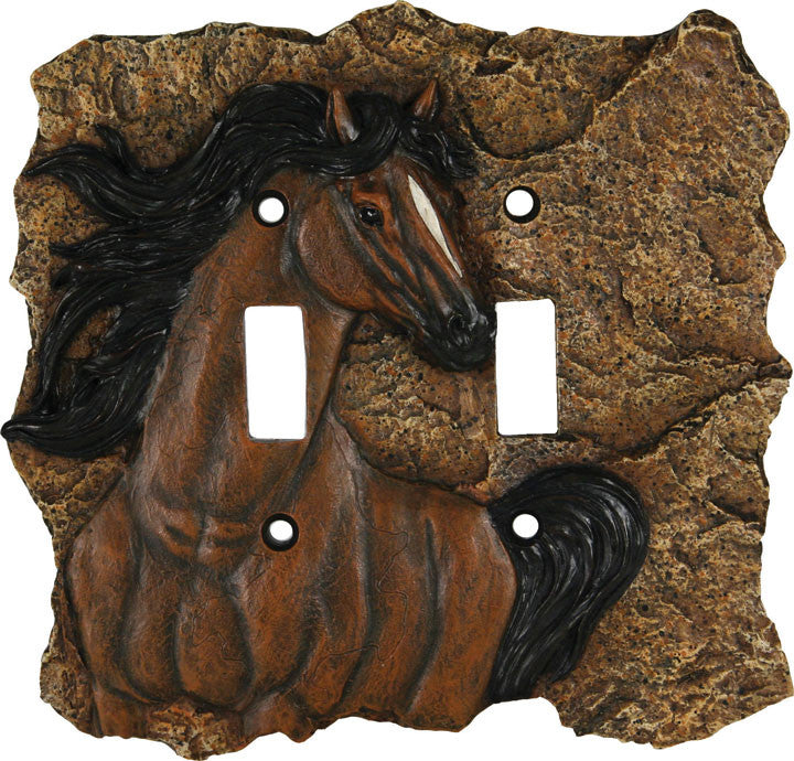 Western Horse Double Switch Cover Plate