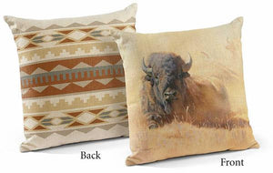 "Resting Bull" Bison 18" Decorative Pillow