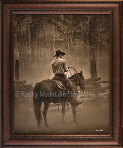 (RMP-BH013DL) "Lost Canyon Cowboy" Western Framed & Matted Print