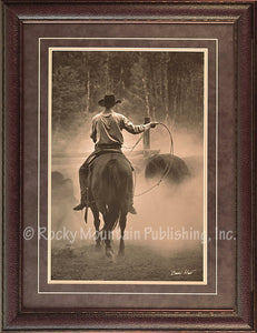 (RMP-BH015) "Cowboy Named Bronco" Western Framed & Matted Print