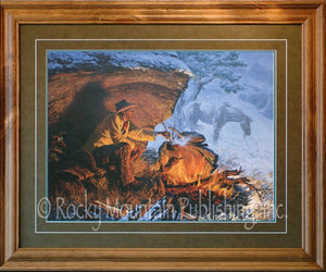 (RMP-CP004) "Hunkered Down" Western Framed & Matted Print (24" x 30")