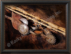 (RMP-MT2035) "Rawhide & Spurs" Western Framed and Matted Print
