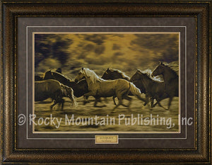 (RMP-N7420) "Autumn Run" Western Framed & Matted Horse Print