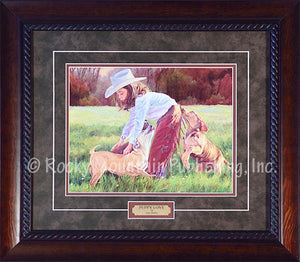 (RMP-SS29) "Puppy Love" Western Framed & Matted Art Print
