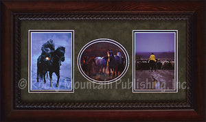 (RMP-TRP-ST04) "The Morning Pasture" Framed & Matted Western Triplet
