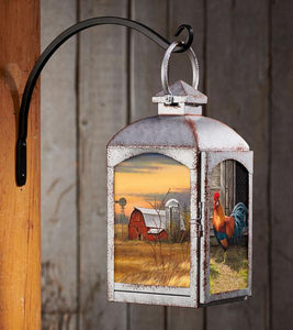 "Rooster & Barn"  Candle Lantern