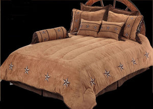 (RWBA9091-SF) "Patched Two-Tone Star" Western Bedding Set - Super Full