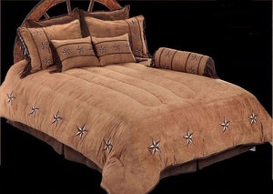 (RWBA9091-SK) "Patched Two-Tone Star" Western Bedding Set - Super King