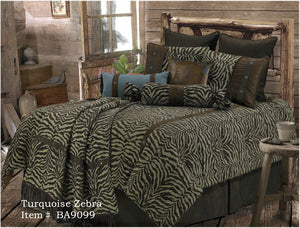 (RWBA9099-SQ) "Turquoise Zebra" Western 5-Piece Bedding Set - Super Queen
